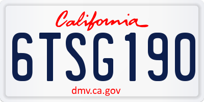 CA license plate 6TSG190