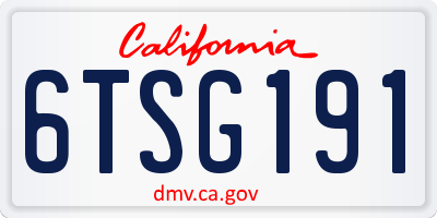 CA license plate 6TSG191