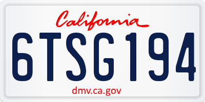 CA license plate 6TSG194