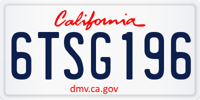 CA license plate 6TSG196