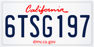 CA license plate 6TSG197