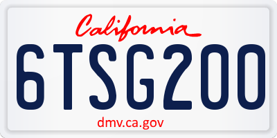 CA license plate 6TSG200