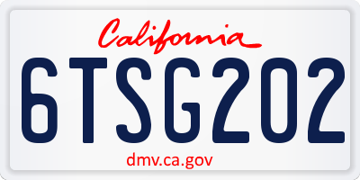 CA license plate 6TSG202