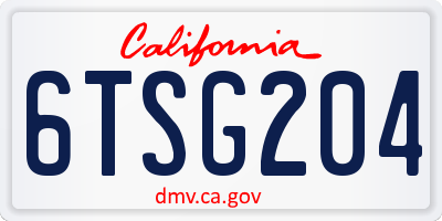 CA license plate 6TSG204