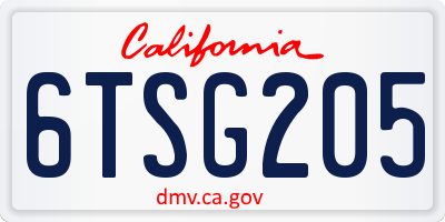 CA license plate 6TSG205