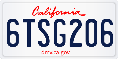 CA license plate 6TSG206