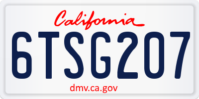 CA license plate 6TSG207