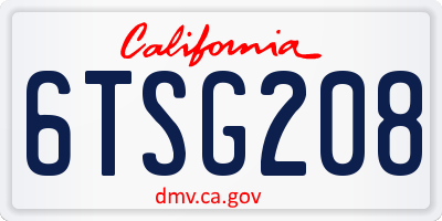 CA license plate 6TSG208