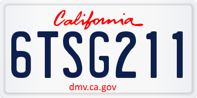CA license plate 6TSG211