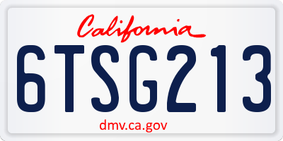 CA license plate 6TSG213