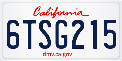 CA license plate 6TSG215