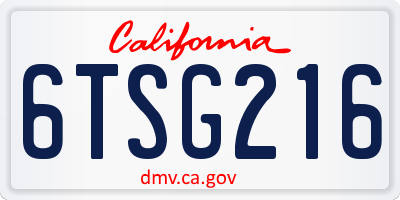 CA license plate 6TSG216