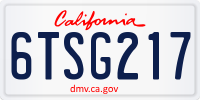 CA license plate 6TSG217