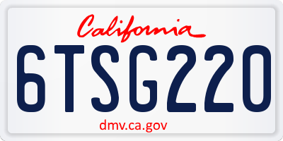 CA license plate 6TSG220