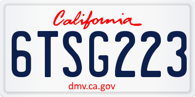 CA license plate 6TSG223