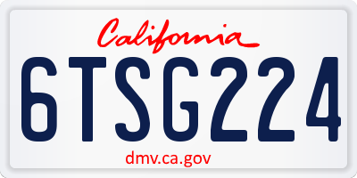 CA license plate 6TSG224