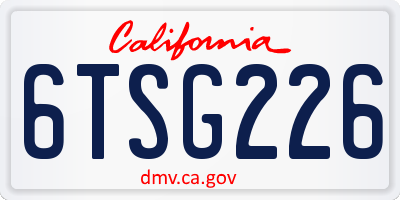 CA license plate 6TSG226