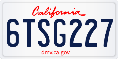 CA license plate 6TSG227