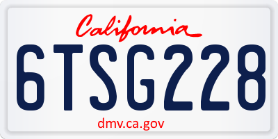 CA license plate 6TSG228