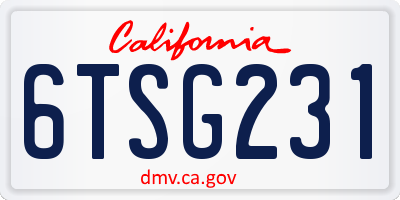 CA license plate 6TSG231
