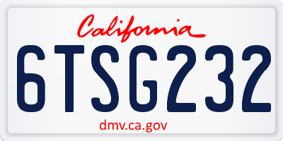 CA license plate 6TSG232