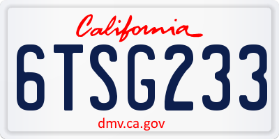 CA license plate 6TSG233