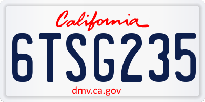 CA license plate 6TSG235