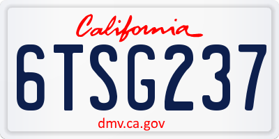 CA license plate 6TSG237