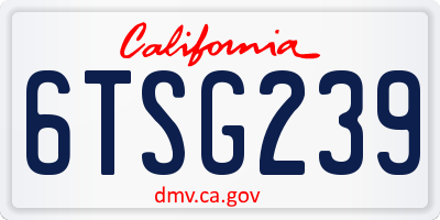 CA license plate 6TSG239