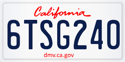 CA license plate 6TSG240