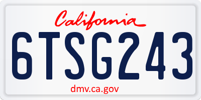 CA license plate 6TSG243