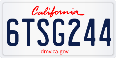 CA license plate 6TSG244
