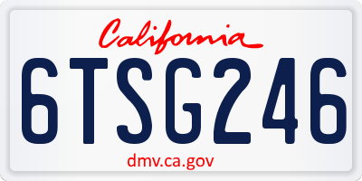 CA license plate 6TSG246