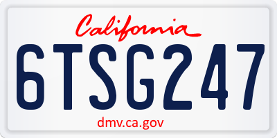 CA license plate 6TSG247