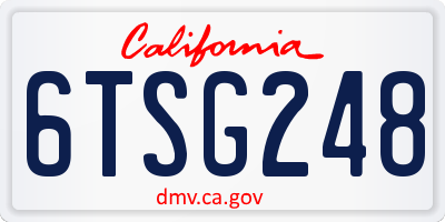 CA license plate 6TSG248