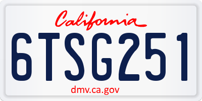 CA license plate 6TSG251