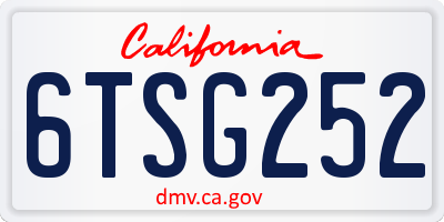 CA license plate 6TSG252