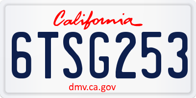 CA license plate 6TSG253