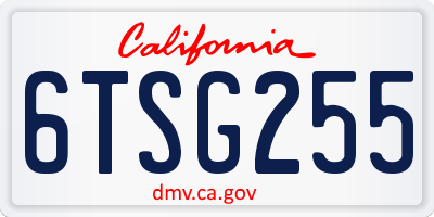 CA license plate 6TSG255