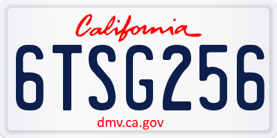 CA license plate 6TSG256