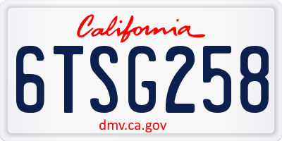 CA license plate 6TSG258