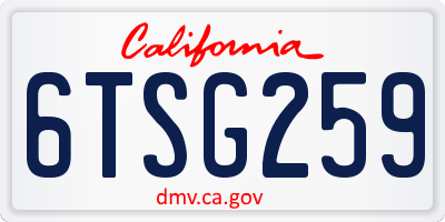 CA license plate 6TSG259