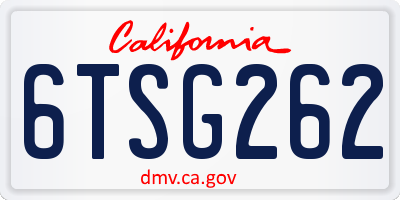 CA license plate 6TSG262