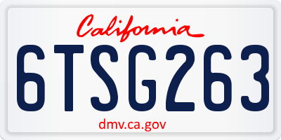 CA license plate 6TSG263