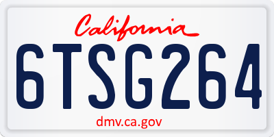 CA license plate 6TSG264