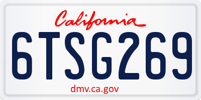 CA license plate 6TSG269