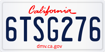 CA license plate 6TSG276