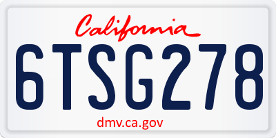 CA license plate 6TSG278