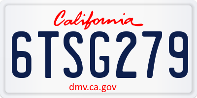 CA license plate 6TSG279