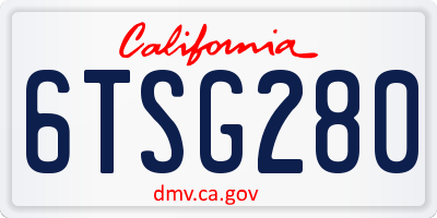 CA license plate 6TSG280